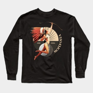 Mosepolea 1920's Art Deco Indian Moon Pin Up Girl Retro Stand Strong Long Sleeve T-Shirt